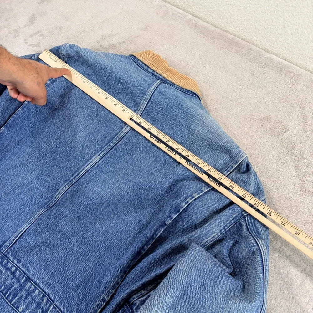 VTG Polo Ralph Laure Mackinaw Denim Cord Collar Jacket Men XL Wool Lined RARE